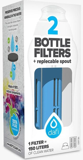 Комплект филтри за бутилка Dafi + подарък капачка, сини