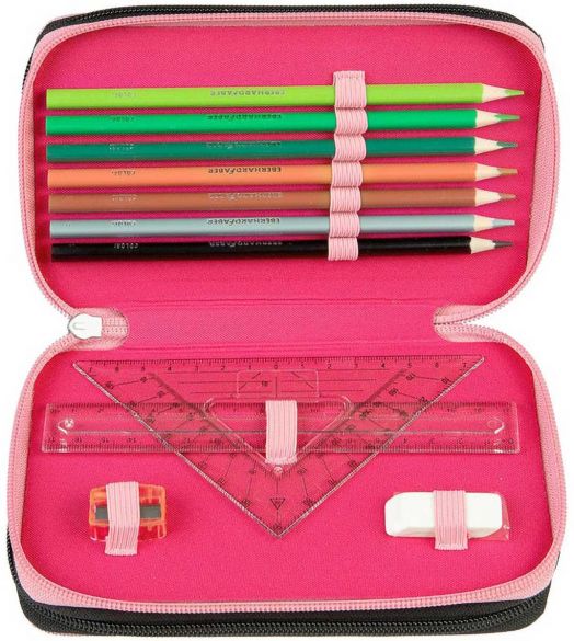 Ученически несесер Undercover Barbie с три отделения, пълен