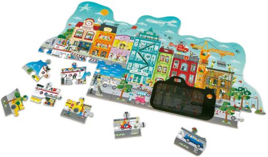 Детски пъзел Hape - Анимиран град