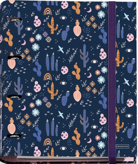 Папка Miquelrius Desert със 100 листа на малки квадратчета, 4 ринга и ластик