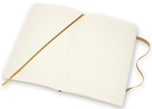 Кожен класически тефтер Moleskine Classic Leather Yellow с меки корици и листа на широки редове