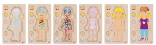 Дървен пъзел Goki - Скрита антомия, момиче