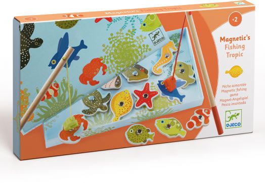 Дървени магнити Djeco - Тропически риболов