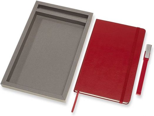 Комплект тефтер с химикалка Moleskine Classic Ruled, червен