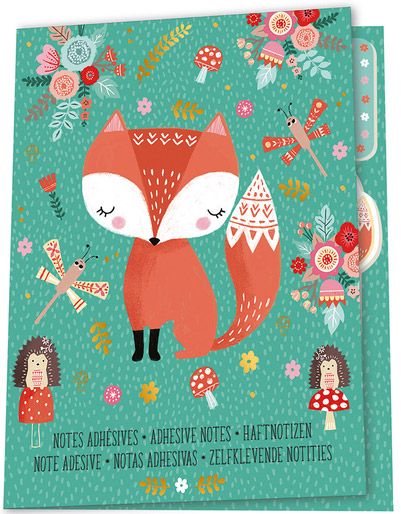 Тетрадка с лепящи листчета Janod - Лисица / Еднорог
