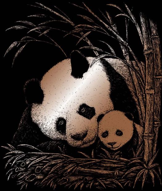 Комплект за гравиране Royal & Langnickel - Медна основа - панда и бебе, 20 x 25 см.