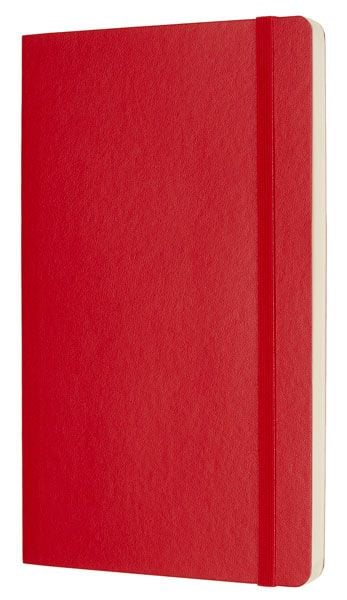 Голям червен тефтер Moleskine Classic Red Scarlet с твърди корици и листа на широки редове