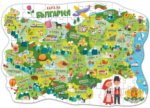 Пъзел Dodo: Карта на България, 100 части