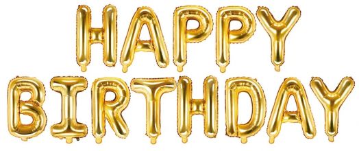 Фолиев балон PartyDeco - Happy Birthday, златен