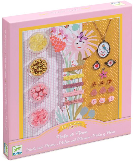 Направи си сам Djeco - Бижута с перлички и цветя