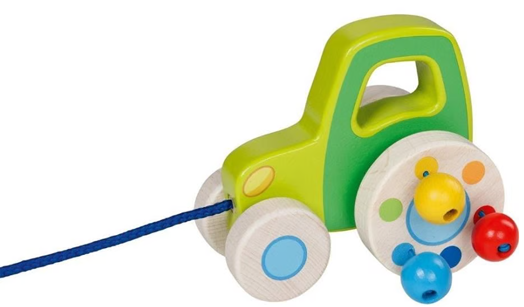 Дървена играчка за дърпане Goki - Трактор