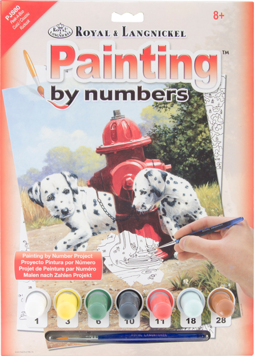 Комплект за лесно рисуване с акрилни бои Royal & Langnickel - Кученца - далматинци, 22 х 30 см.