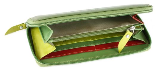 Хоризонтален дамски портфейл Mano Multicolours, зелен