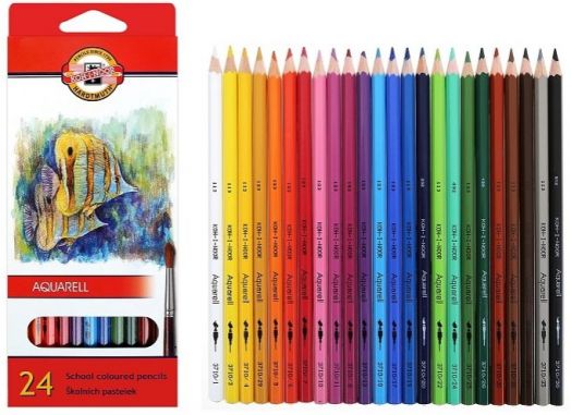 Цветни акварелни моливи Koh-I-Noor Aquarell, 24 цвята