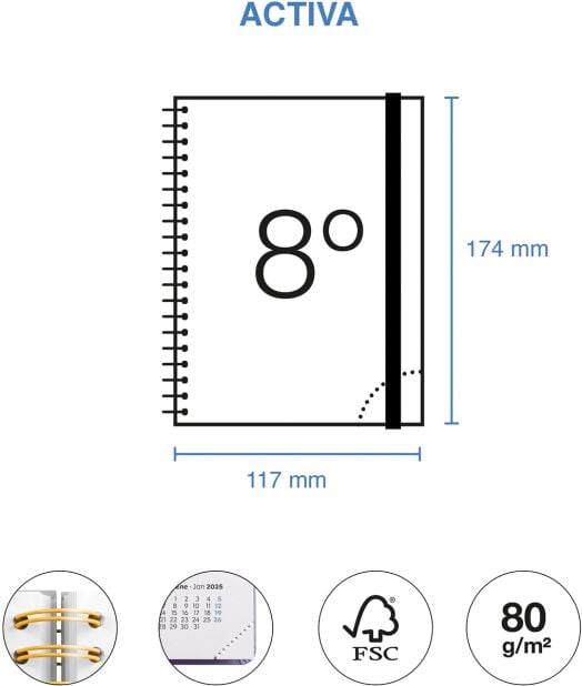 Тефтер - органайзер Miquelrius Currants от септември 2025 до август 2026 г., ден на страница