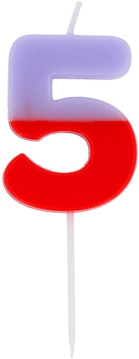 Свещ за рожден ден Folat Stripetastic - Цифра 5