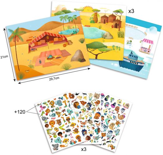 Комплект за декорация с ваденки Djeco: Савана