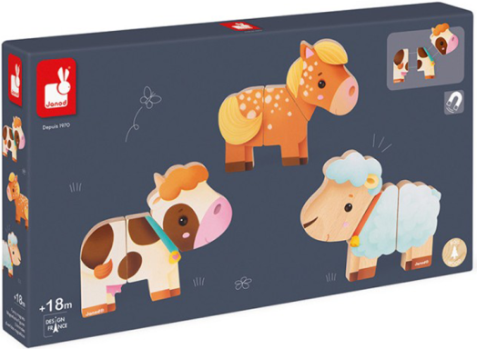 Дървена магнитна играчка Janod - Ферма