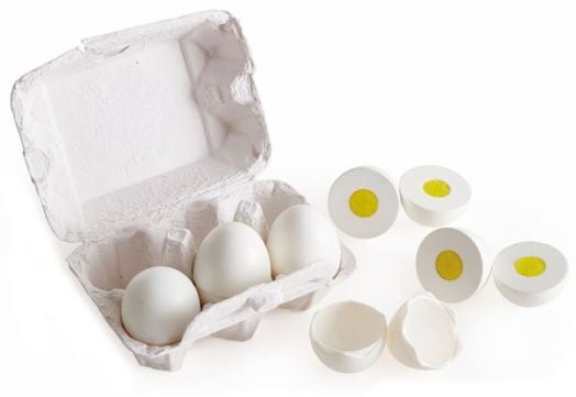 Дървен комплект за рязане Hape - Яйца