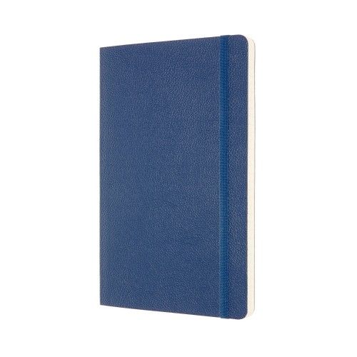 Кожен класически тефтер Moleskine Classic Leather Blue с меки корици и листа на широки редове