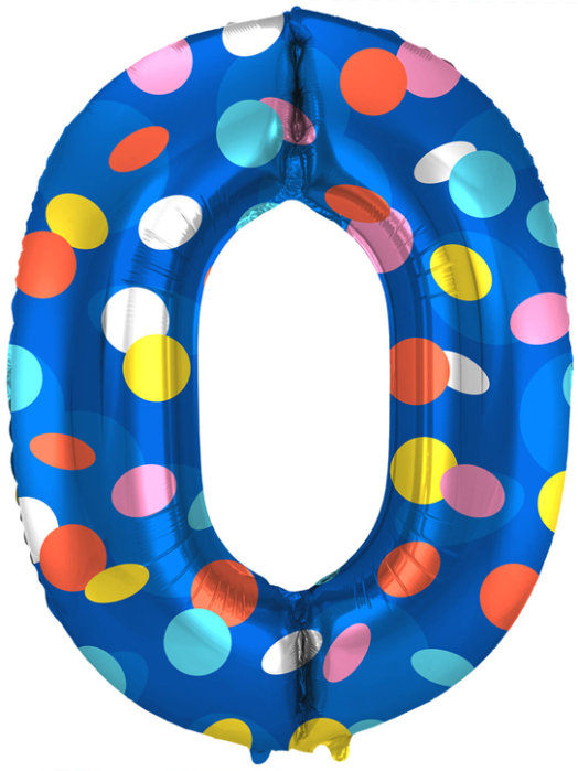 Фолиев балон Folat - Цифра 0, цветни точки, 86 см.