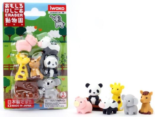 Комплект гумички Iwako - Зоологическа градина, 7 бр.