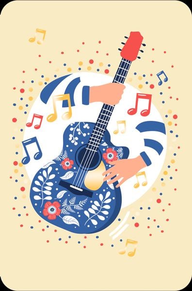 Картичка Editor: Синя китара