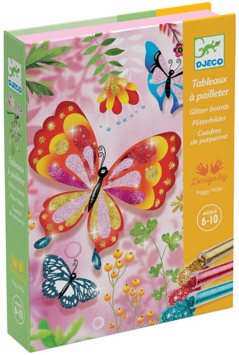 Комплект за рисуване с брокат Djeco - Пеперуди