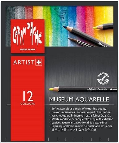 Комплект цветни моливи Caran d'Ache Museum Aquarelle, 12 цвята
