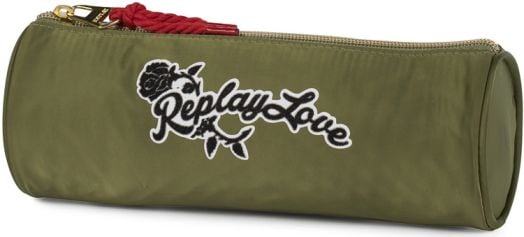 Кръгъл ученически несесер Replay Love, зелен
