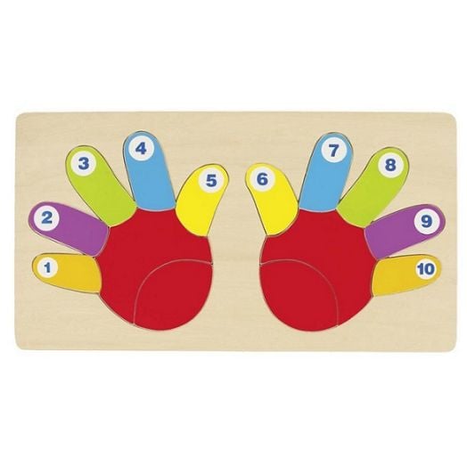 Многоцветен дървен пъзел Goki - Ръчички