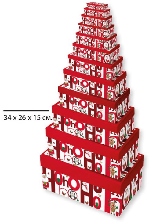 Коледна кутия Eurowrap - Ho Ho Ho, 34 х 26 х 15 см.