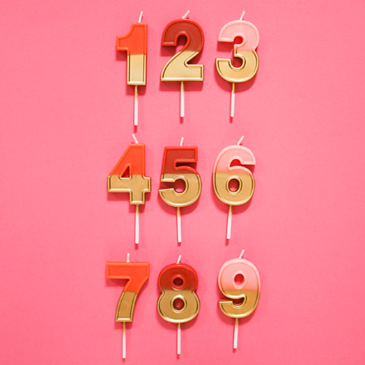 Свещ за рожден ден Folat - Цифра 9, розова и златна