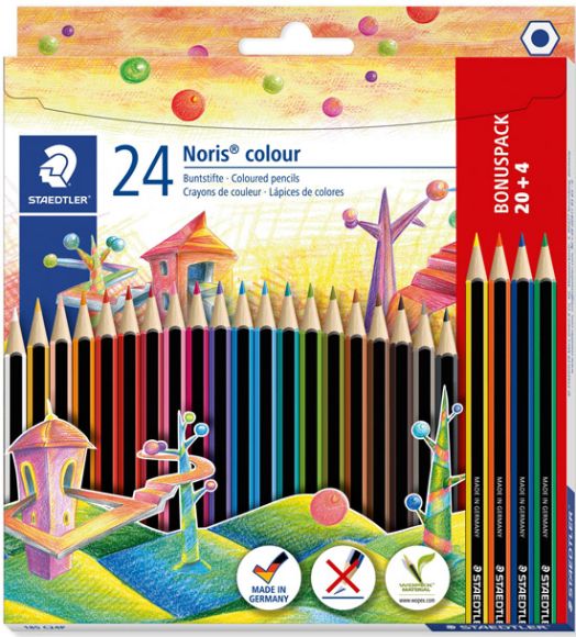 Комплект цветни моливи Staedtler Noris Colour 185, 20 + 4 цвята