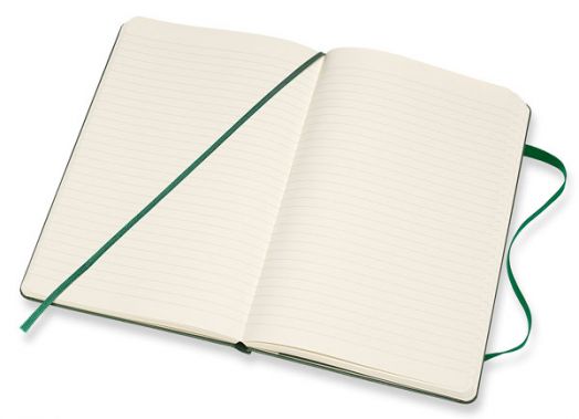 Джобен лавровозелен тефтер Moleskine Classic Myrtle Green с твърди корици и листа на широки редове