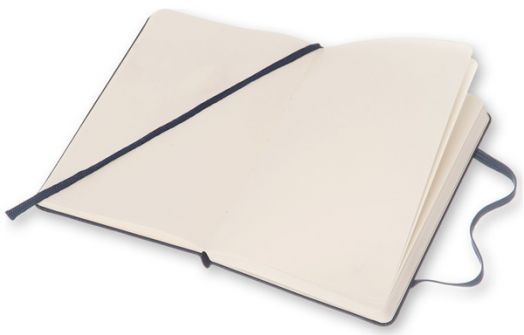 Син джобен тефтер Moleskine Classic Sapphire Blue с твърди корици и бели нелинирани листа