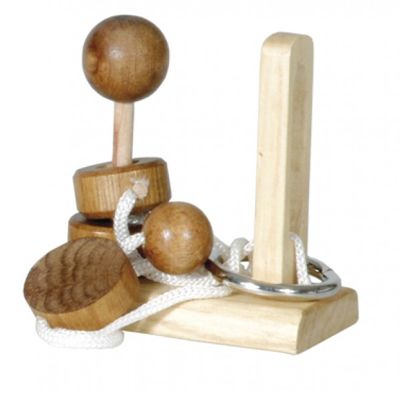 Дървен 3D пъзел - Освободи халката, 3