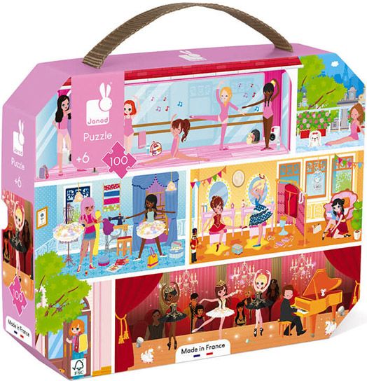 Детски пъзел в куфарче Janod - Танцова академия, 100 части