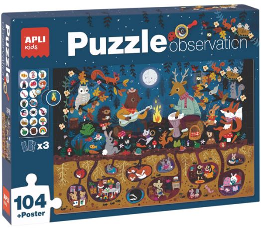 Асоциативна игра-пъзел Apli Kids - В гората, 104 части