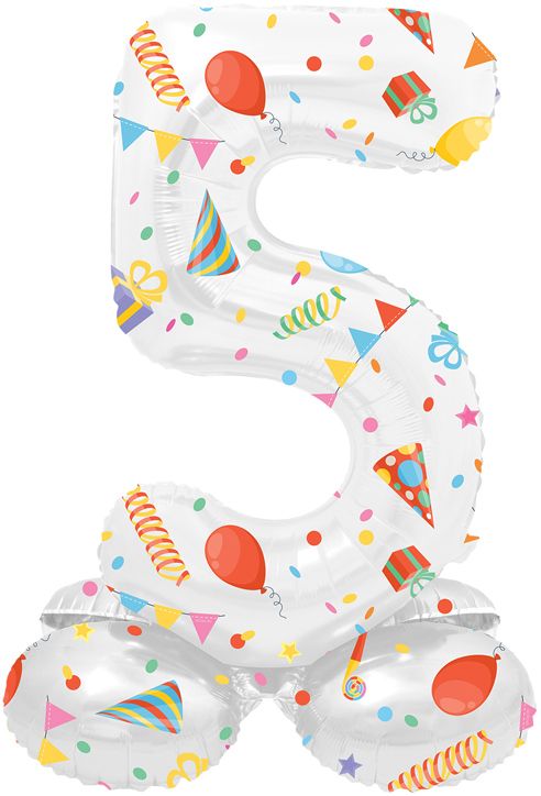 Фолиев балон Folat - Цифра 5, бял