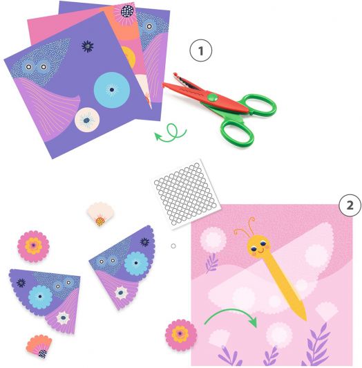 Творчески комплект Djeco - Направи колажи със стикери, Животни