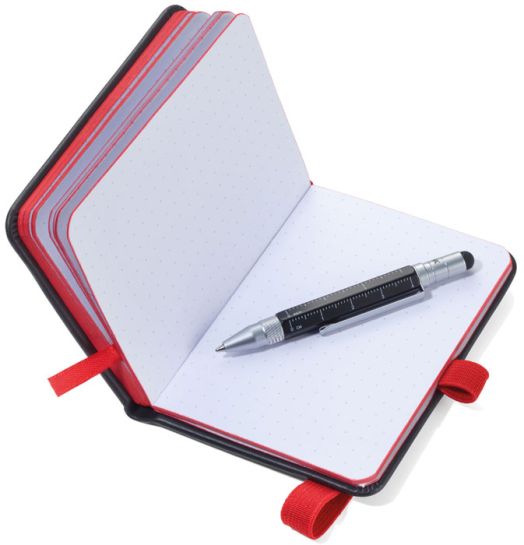Джобен тефтер Troika с химикалка Liliput, черно/червено