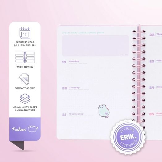 Седмичен планер Grupo Erik Pusheen за 12 месеца - август 2025 / юли 2026 година