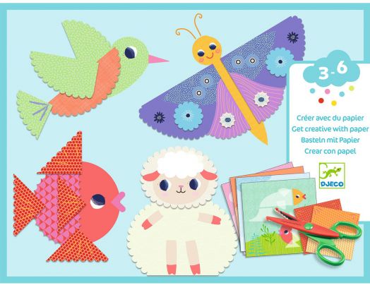 Творчески комплект Djeco - Направи колажи със стикери, Животни