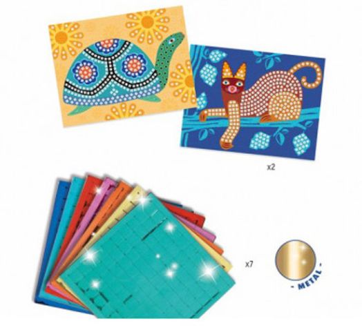 Творчески комплект Djeco: Мозайка с котка и костенурка