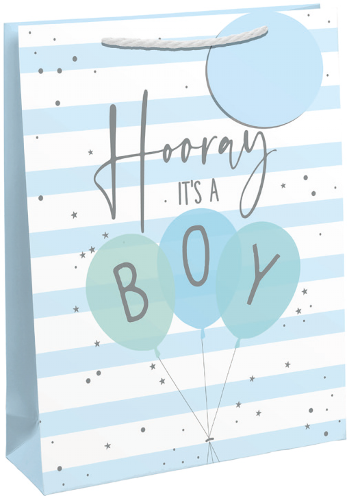 Подаръчна торбичка Eurowrap - Hooray It's A Boy, средна