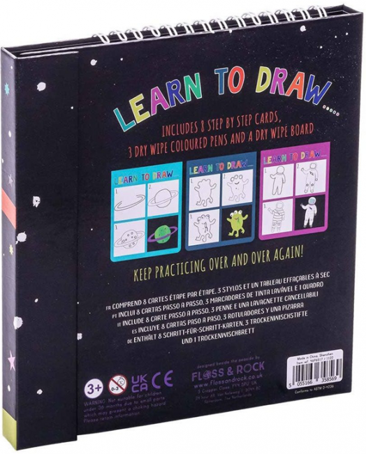Книжка за рисуване Floss & Rock, Learn to draw, Space - Космонавт