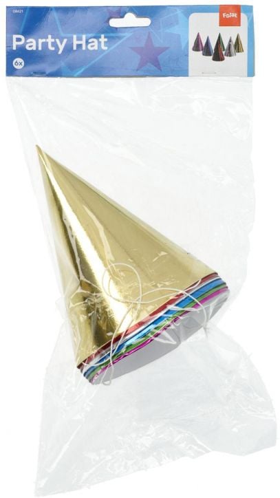 Парти шапки Folat - металически цветове, 6 бр.