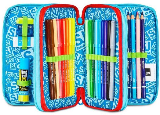 Ученически несесер Seven SJ Gang Game Led с три отделения, пълен