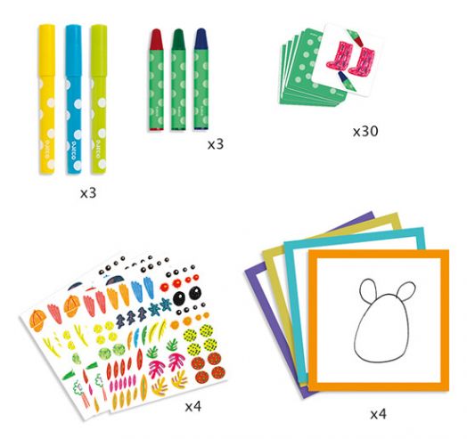 Комплект за рисуване Djeco: Забавни животни